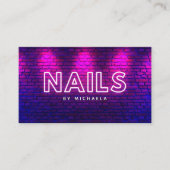 Nageltechniker/Salon Moderne rosa Neon & Bricks Visitenkarte (Vorderseite)