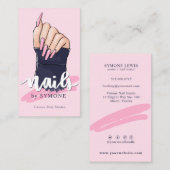 Nageltechniker Salon Trendy Logo Blank Rosa Marine Visitenkarte (Vorne/Hinten)