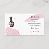 Nageltechniker Schönheitssalon Blush Pink Burgundy Visitenkarte (Rückseite)