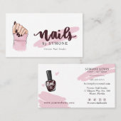 Nageltechniker Schönheitssalon Blush Pink Burgundy Visitenkarte (Vorne/Hinten)