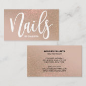 Nageltechniker Taupe Gold Glitzer Typografie Visitenkarte (Vorne/Hinten)