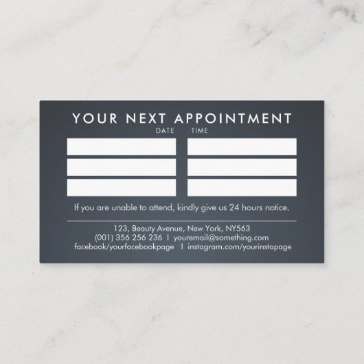 Nageltechniker - Text-Logo-Kunst mit Ernennung Visitenkarte (Rückseite)