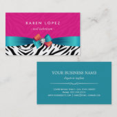 Nageltechniker - Trendy Pink Zebra Print Visitenkarte (Vorne/Hinten)