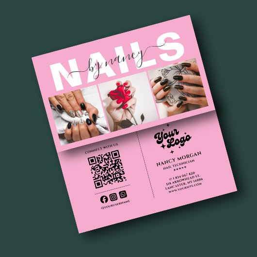 Nageltechniker-Typografie-Foto-Qr-Code-Logo  Visitenkarte
