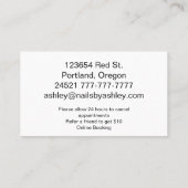 Nageltechniker Visitenkarte (Rückseite)