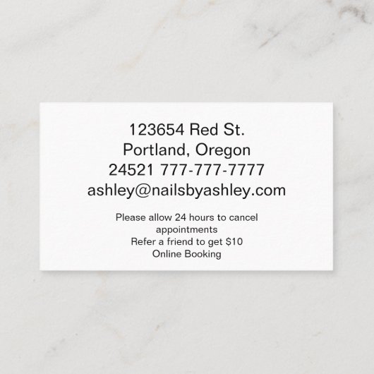 Nageltechniker Visitenkarte (Rückseite)