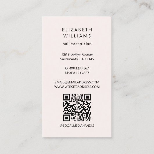 Nageltechniker Wasserfarbe QR-Code Visitenkarte (Rückseite)