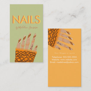 Nageltechnikerin Orange Dreifache Beschriftung Hän Visitenkarte