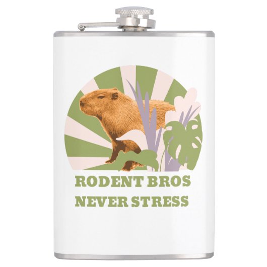Nagetier-Brüder Stress nie Capybara Flachmann (Vorderseite)