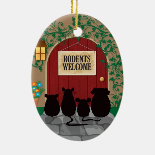 Nagetier-Willkommen Keramik Ornament (Hinten)