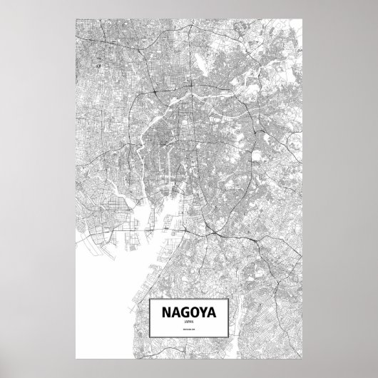 Nagoya, Japan (schwarz auf weiß) Poster (Vorne)