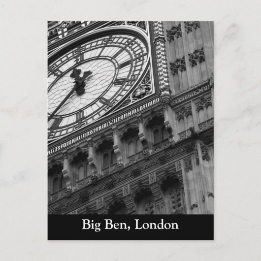 Nah auf Big Ben in Schwarzweiß Postkarte (Vorderseite)