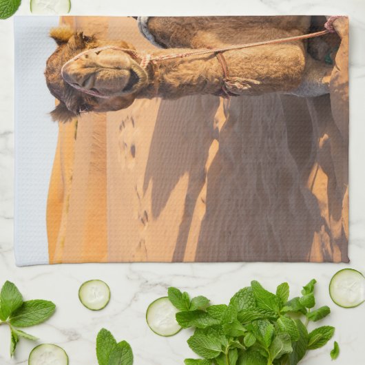 Nah auf lustigem Kamel in der Wüste Oman Wahiba Geschirrtuch (Gefaltet)