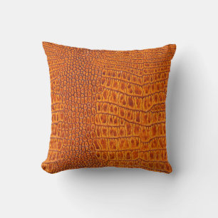 Nah aus braunem Reptil, Vintage Ledertextur Kissen