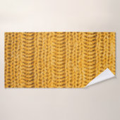 Nah aus gelbem gestricktem Hintergrund. Tr Badehandtuch (Badehandtuch)