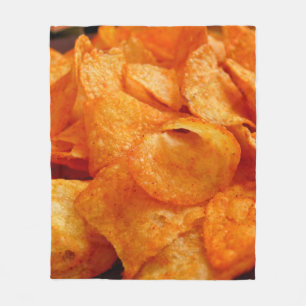 Nah aus saftig, knusprig, Pommes frites auf schwar Fleecedecke
