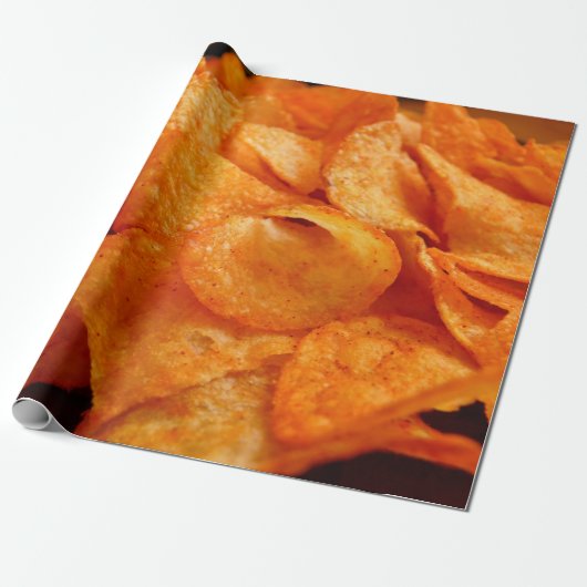 Nah aus saftig, knusprig, Pommes frites auf schwar Geschenkpapier (Ungerollt)