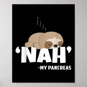 Nah My Bauchspeicheldrüse Funny Sloth Diabetes Bew Poster