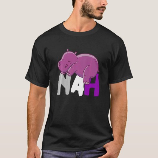 Nah Niedlich Hippo Sleep Asexualität Ace Animal As T-Shirt (Vorderseite)