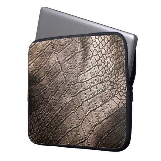 Nah-oben Elegantes Leder: Texturiertes Muster Laptopschutzhülle (Vorderseite Links)