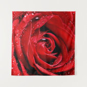 Nah-oben Schöne Rose Wassertropfen Wandteppich (Vorderseite (Horizontal))