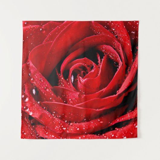 Nah-oben Schöne Rose Wassertropfen Wandteppich (Vorderseite)