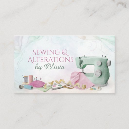 Näh- und Änderungsleistungen - Wasserfarben-Kunst Visitenkarte (Vorderseite)