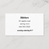 Näh- und Bekleidungskarte Visitenkarte (Rückseite)