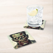 Nah Up a Pop Art Zombie Halloween Rechteckiger Pappuntersetzer (Vor Ort)