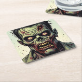 Nah Up a Pop Art Zombie Halloween Rechteckiger Pappuntersetzer (angewinkelt)