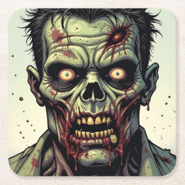 Nah Up a Pop Art Zombie Halloween Rechteckiger Pappuntersetzer