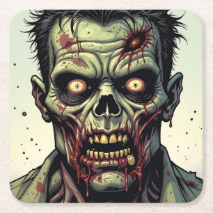 Nah Up a Pop Art Zombie Halloween Rechteckiger Pappuntersetzer