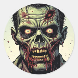 Nah Up a Pop Art Zombie Halloween Runder Aufkleber