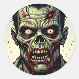 Nah Up a Pop Art Zombie Halloween Runder Aufkleber