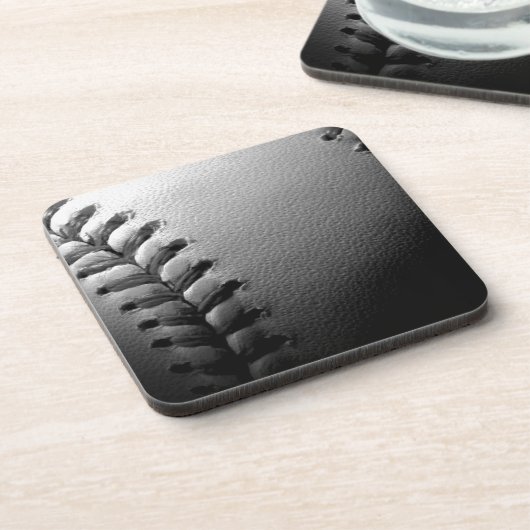 Nah-up-Baseball in Schwarz/Weiß Untersetzer (Linke Seite)