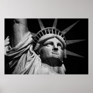 Nah-up Black & White Statue of Liberty New York Poster
