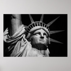 Nah-up Black & White Statue of Liberty New York Poster
