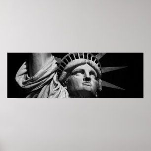 Nah-up Black & White Statue of Liberty New York Poster