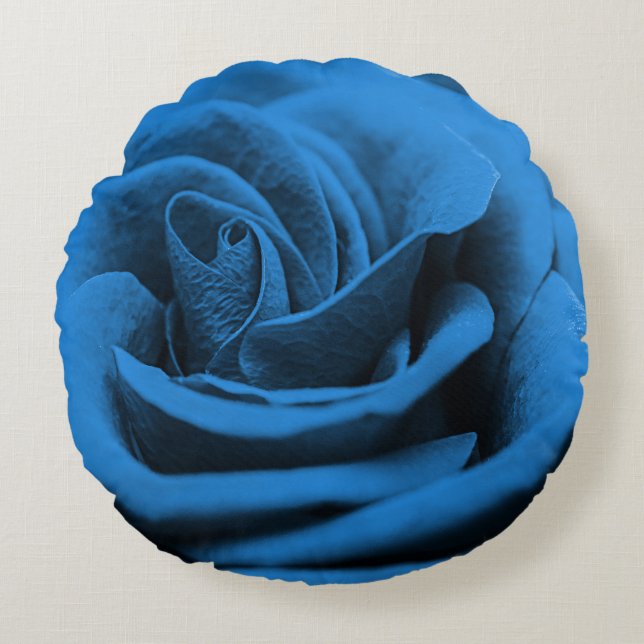 Nah-up blaue rote Rose, Makro-Schönheit. Rundes Kissen (Vorderseite)