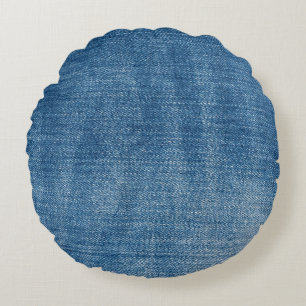 Nah-up Blue Denim Jeans Textur Rundes Kissen
