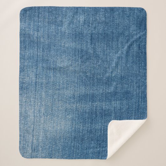 Nah-up Blue Denim Jeans Textur Sherpadecke (Vorderseite)