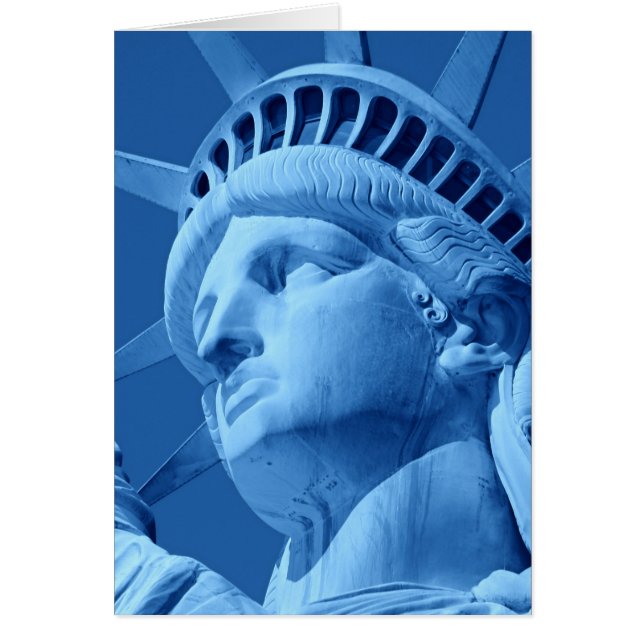 Nah-up Blue Pop Art Statue of Liberty Card (Vorne)