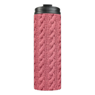 Nah-up der Muster der Pullover-Textur. Thermosbecher
