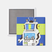 Nah-up eines Roboters Magnet (Vorderseite/Rückseite)