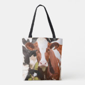 Nah-up Face of Red, White Holstein Dairy Cow Tasche (Rückseite)