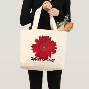 Nah-Up-Foto von Red Gerber Daisy wiederverwendbar Jumbo Stoffbeutel