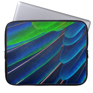 Nah-up-Fotografie mit grünen und blauen Feder Laptopschutzhülle