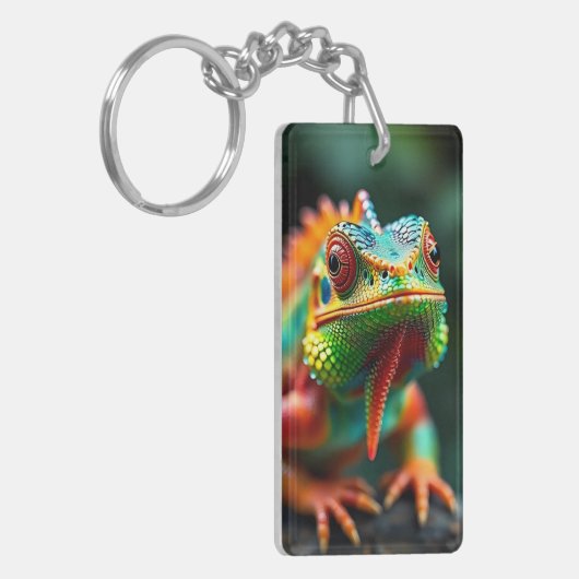 Nah-up-Iguana-Portrait Schlüsselanhänger (Vorderseite links)