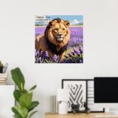 Nah-Up Lion in Lavender Blume Feldmalerei Poster (Heimbüro)