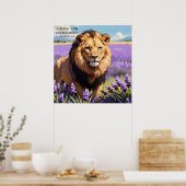 Nah-Up Lion in Lavender Blume Feldmalerei Poster (Küche)